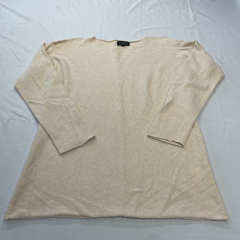 Bartolini Italy‎ Womens Cashmere Wool Silk Blend Knit Sweater Cream Beige Medium